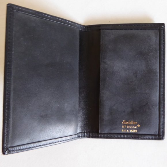 HUGO BOSCO CO. SADDLER BRAND MENS BLACK LEATHER WALLET BILLFOLD (NEW WITH TAGS) - Picture 4 of 7